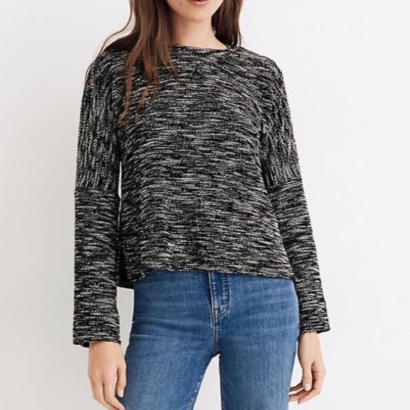 Madewell Sweaters - Madewell wide sleeve button shoulder black sweater pullover NWOT size small